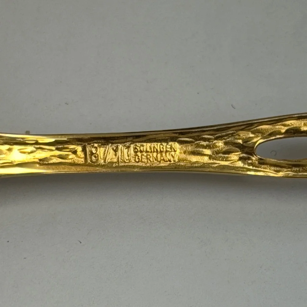 Solingen 23/24K Gold Plated Hostess Flatware Set 28pc Rose Pattern West Germany